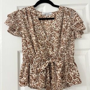Sweet Rain Cream and Brown Floral Blouse